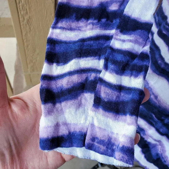 Chico’s Lightweight Soft Stretchy Striped Tie Dye Open Cardigan Size 1 (S/M) - Picture 5 of 9
